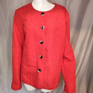 Koret L red leopard reversible quilted shacket statement vintage career event